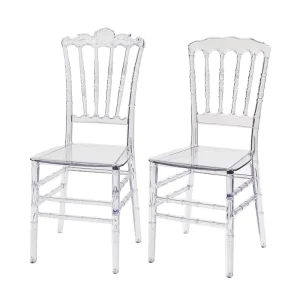 Luxury PC Clear Crystal Resin Acrylic Transparent Chiavari Wedding Chair for Event Hotel Banquets Parties Restaurant Dinning