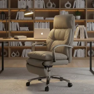 Luxury PU Leather Modern Comfort Reclining Adjustable Chrome Executive Office Chair High Back Swivel