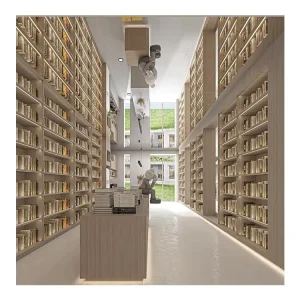 Luxury PVC Smart Model Open Revolving Arch Library Wall Bookshelf Bookcase Cabinet Made in Fujian China