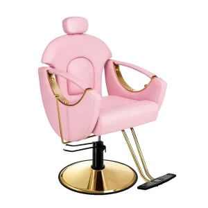 Luxury Pink Gold Barber Chair Hydraulic Rotatable Styling Chair PU Leather Salon Hairdressing Chair for Beauty Salon Barbershop