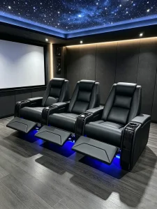 Luxury Power Reclining Seating Armchairs Theater Sofa Cinema Recliner with Cupholder for Home Basement Living Room Villa