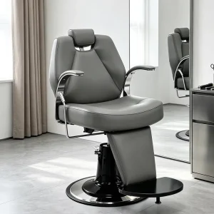 Luxury Professional Modern Salon Use Barber Shop Reclining PU Leather Hair Styling Chair Height Adjustable Swivel Perming
