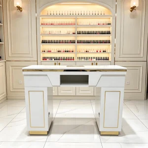 Luxury Professional Salon Furniture Wooden Nail Table Modern Manicure Desk for Nail Spa with Drawers for Pedicure Spa