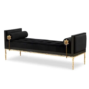 Luxury Pure Copper Frame Ottoman Modern Minimalist Soft Velvet Bed Bench Customizable Color for Designer Studio and Luxury Home