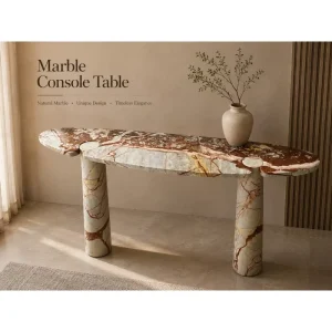 Luxury Red Marble Entryway Table Calacatta Viola Console Table Marble Living Room Furniture for Villa and Hotel Projects