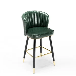 Luxury Restaurant Bar Velvet Fabric Dining Room High Bar Stools Cafe Metal Leg Dining Chairs Modern Style Nordic Metal Bar Stool