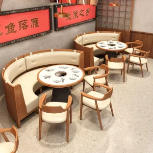 Luxury Restaurant Chairs and Dining Table Set Commercial Furniture for Hotels and Coffee Shops Wooden Bench Sofa Booth Seating