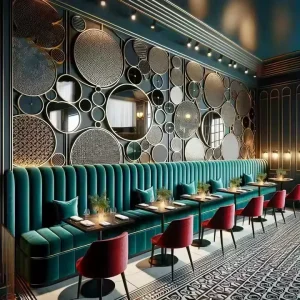 Luxury Restaurant Hotel Canteen Customized Leather Fabric U Shape Sofa Curved Booth Seating Bench Commercial Furniture Set