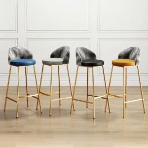 Luxury Retro bar Gold Chair Fabric White Comfortable Cushion bar Stool Dining Restaurant Lounge Chair bar Chairs