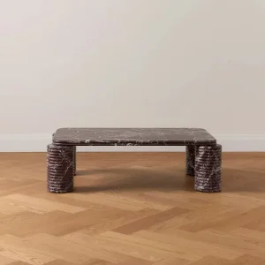 Luxury Rosa Levanto Marble Coffee Table for Living Room Modern Home Furniture with Solid Table Leg Carving Design