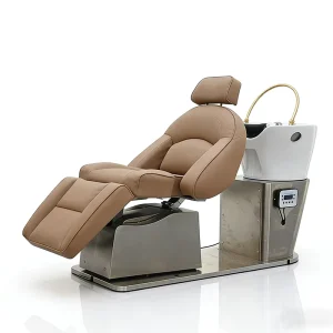 Luxury Silver Stainless Steel Base Electric Reclining Washing Chair Bed Modern Multifunction Barber Shop Swivel Shampoo Chair