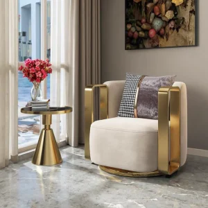 Luxury Single Arm Swivel Accent Chair High Quality Fabric Design for Dining Hotel Lobby Modern Living Room