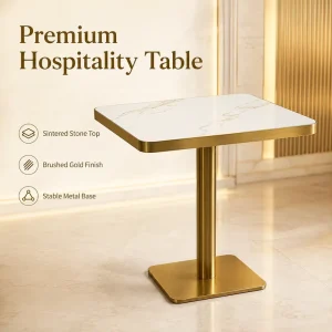 Luxury Sintered Stone Bistro Table Chair Set with Gold Metal Base for Hotel Cafe Restaurant Commercial Use