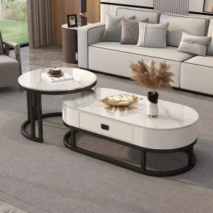 Luxury Sintered Stone Nesting Coffee Table with Drawer Storage Custom Tea Table Set for Modern Living Room Household Decor