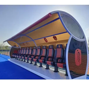 Luxury Soccer Dugout Mobile Player Bench Seats with Aluminum Pedestals Portable Team Shelter for Outdoor Sports Court