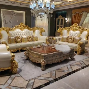 Luxury Sofa Set Furniture Living Room Carving Hand Carved European Gold Gilded Couch for Hotel Villa Palace Bespoke Colors