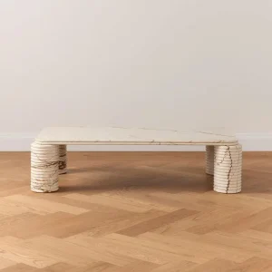 Luxury Sofita Gold Marble Coffee Table for Living Room Modern Home Furniture with Solid Table Leg Carving Design