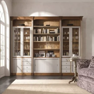 Luxury Solid Wood Bookcase Custom Home Office Library Furniture Villa Large Modular Bookshelf Glass Door Storage Cabinet Vitrine
