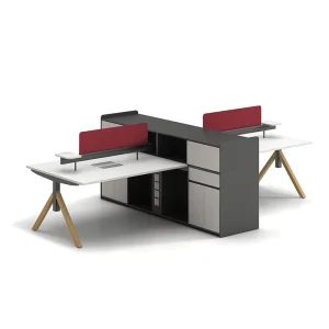Luxury Solid Wood L-Shaped Office Workstation Desk and Chairs Set for Office Building