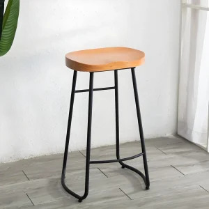 Luxury Solid Wood & Metal Black Modern Stackable High Bar Stool for Kitchen Home Bar & Hotel Use