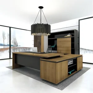 Luxury Solid Wood Modern Executive Office Desk with Storage Drawers Cable Management Large Workstation CEO Chairman