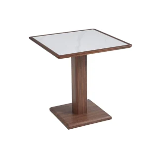 Luxury Square Marble Top Bar Table Solid Wood Base Pub Table for Bar Kitchen Coffee Shop Reception Hotel