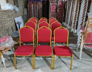 Luxury Stackable Gold Metal Iron Aluminum Banquet Chairs for Hotel Dining Living Room Apartment Use Modern