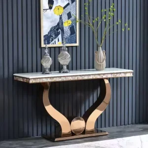 Luxury Stainless Console Marble Roof Entrance Hall Control Table Entrance Table Foyer Table Family Hotel Furniture Living Room