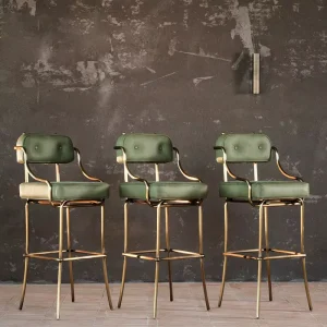 Luxury Stainless Steel Bar Chair with Leather Backrest Modern Scandinavian Design Simple High Stool for Home or Hotel Use