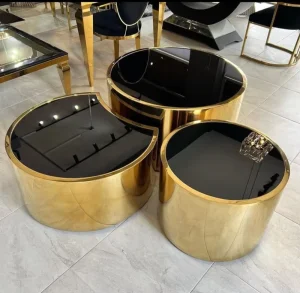 Luxury Stainless Steel Coffee Table Set Modern Style Marble Accent Table Living Room 3 Center Tables Home Hotel Use