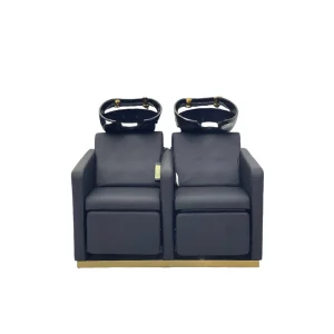 Luxury Stainless Steel Double Shampoo Chair Ceramic Basin Massage Feature Modern Design Waterproof for Hair Salon Barber Shop