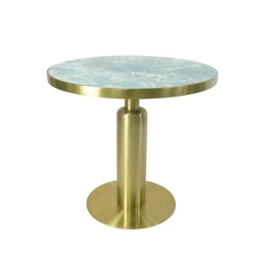 Luxury Stainless Steel Gold Hotel Table with Marble Tabletop for Company Reception Room Table Restaurant Table Base
