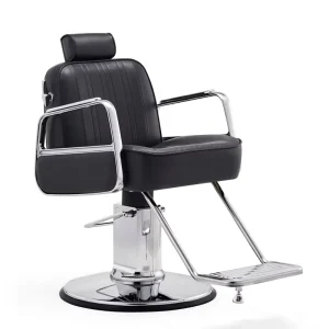 Luxury Stainless Steel Hairdressing Chair Barber Shop Salon Dedicated Cutting Perming Styling Chair Leather Seat Hydraulic