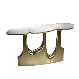 Luxury Stainless Steel Irregular Shape Entrance Console Table Modern Italian Design Living Room Furniture for Apartments Villas