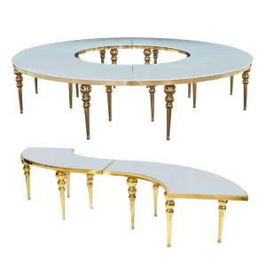 Luxury Stainless Steel Moon Table Half Round Hotel Event Serpentine Wedding Table