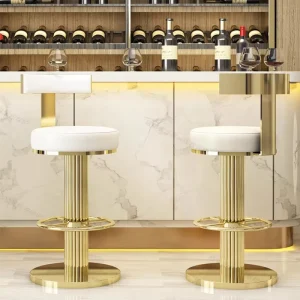 Luxury Swivel Gold Stainless Steel Metal bar Stools High Chair bar Chair for Kitchen Counter