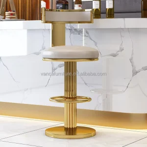 Luxury Tall Gold Bar Stool High Stainless Steel Metal King Kitchen Chairs Modern Bar Chair with Backrest