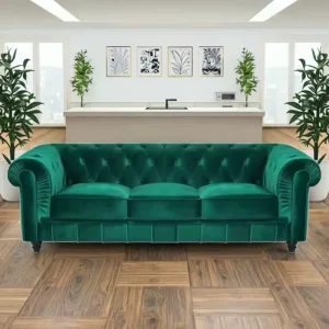 Luxury Three-Seat Rectangular Sofa Set with Traditional Design for Living Room Hotels Malls Villas Velvet High Quality Sofa