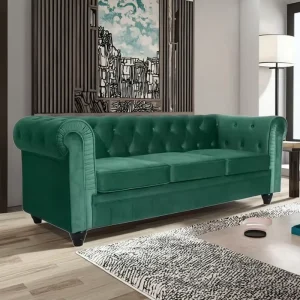 Luxury Three Seat Rectangular Sofa Set with Traditional Design for Living Room Hotels Malls Villas Velvet Sofa