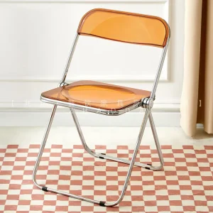 Luxury Trendy Industrial Style Stainless Steel Folding Dining Chair Minimalist Light Luxury Home Dining Set for Restaurant