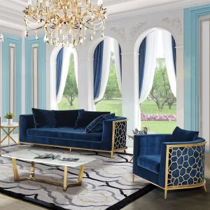 Luxury Turkish Modern Living Room Sofa Set Velvet Upholstered Sofa for Warehouse and Villa Use