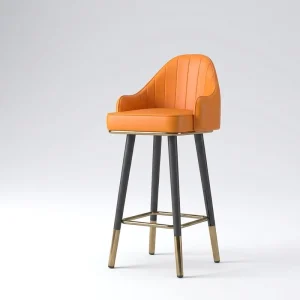 Luxury Upholstered Stool Durable Iron Bar Lift Chair with Metal Leg for Kitchen Island Commercial Dining Outdoor Hall Restaurant