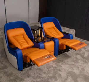 Luxury VIP Contemporary Wood Frame Power Electric Reclining Chair Cabinet Storage PU Leather Massage Backless Armless Design