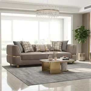 Luxury Velvet Three Seat Modern Sofa for Living Room Apartment and Hotel Use Customizable Eco Friendly Design