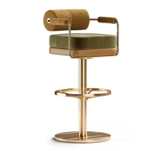 Luxury Velvet Upholstered Bar Stools High Quality Minimalist Stainless Steel Chair Stylish Home Bar Kitchen Modern Contemporary