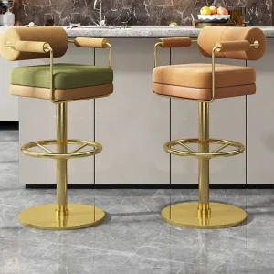 Luxury Velvet Upholstered Rotating Steady Bar Stools High Quality Minimalist Stainless Steel Stylish Home Bar Kitchen Modern