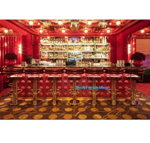 Luxury Vibe Club Bar Interior Decoration Modern Bar Counter Design for Lounge Fancy Furniture Table and Chair Set for Club