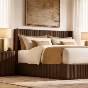 Luxury Villa Indoor Bedroom Furniture Set Modern Hotel Bedroom Wood Bed Set Resort Room Luxury Wooden Bed Indoor Furniture