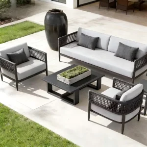 Luxury Villa Outdoor Sofa Set Aluminum Modern Design Waterproof for Living Room and Garden Use