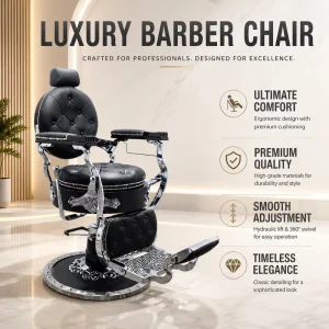 Luxury Vintage Hydraulic Barber Chair Professional Salon Styling Chair PU Leather Reclining Hair Cutting Chair Heavy Duty